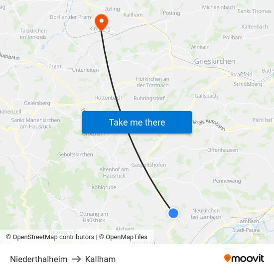 Niederthalheim to Kallham map