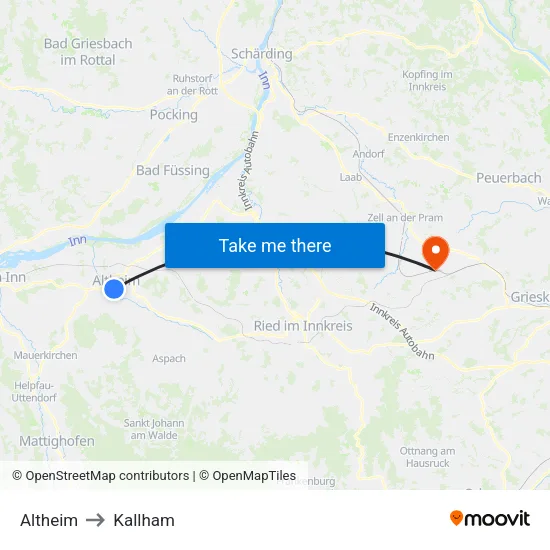 Altheim to Kallham map