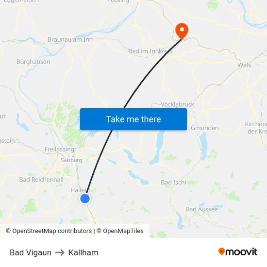 Bad Vigaun to Kallham map