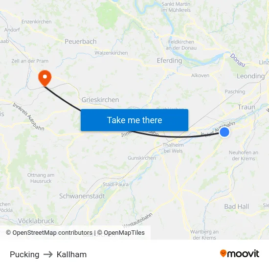 Pucking to Kallham map