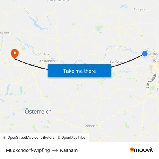 Muckendorf-Wipfing to Kallham map