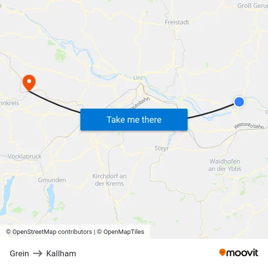 Grein to Kallham map