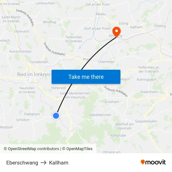 Eberschwang to Kallham map