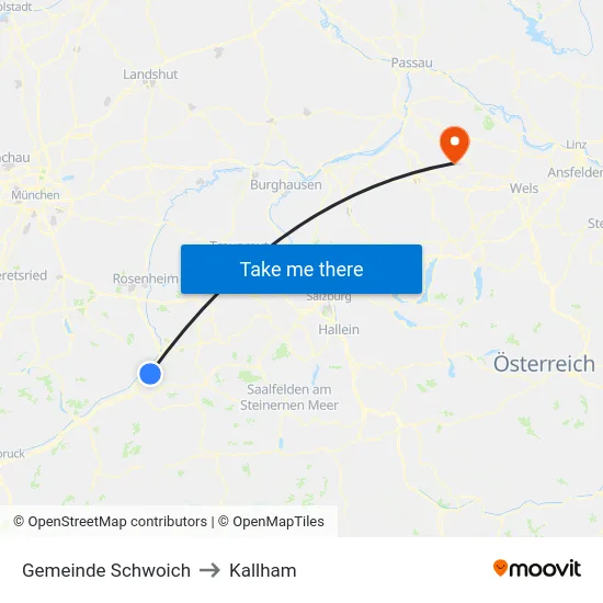 Gemeinde Schwoich to Kallham map