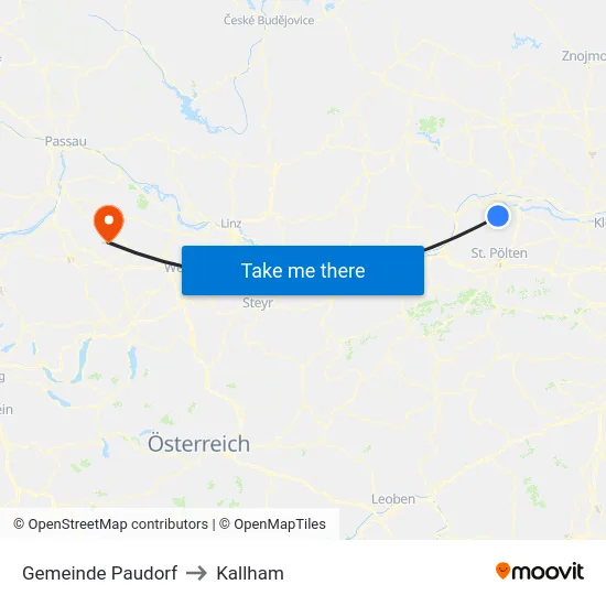 Gemeinde Paudorf to Kallham map