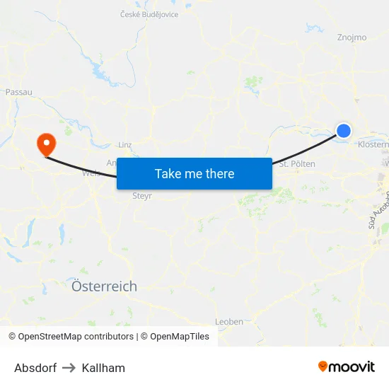 Absdorf to Kallham map