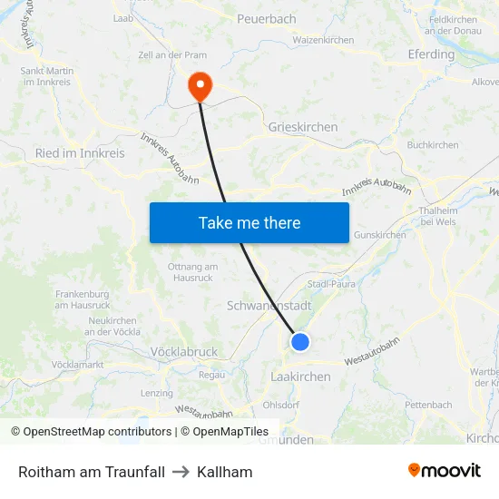 Roitham am Traunfall to Kallham map