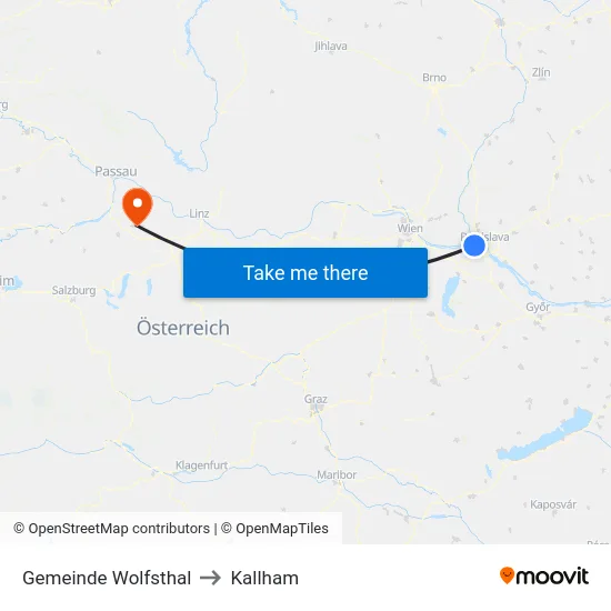 Gemeinde Wolfsthal to Kallham map