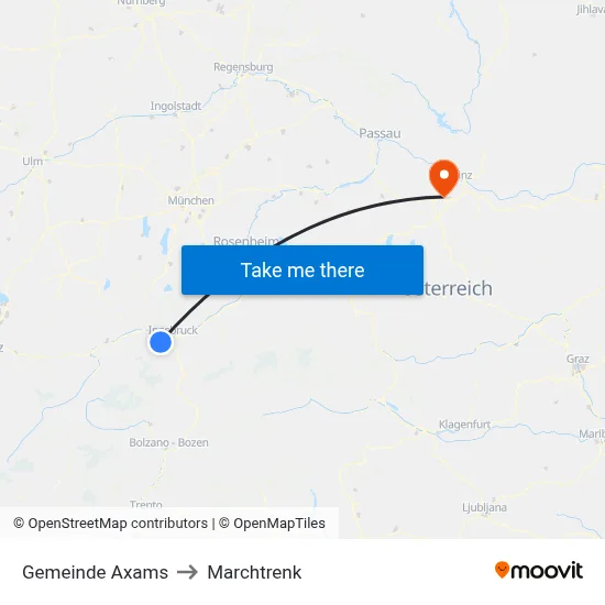 Gemeinde Axams to Marchtrenk map