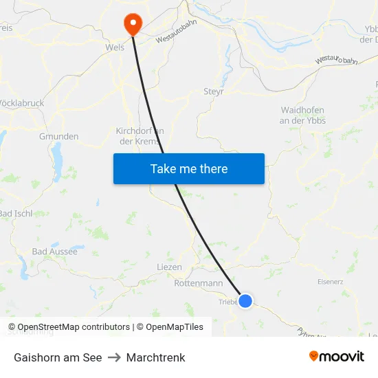 Gaishorn am See to Marchtrenk map