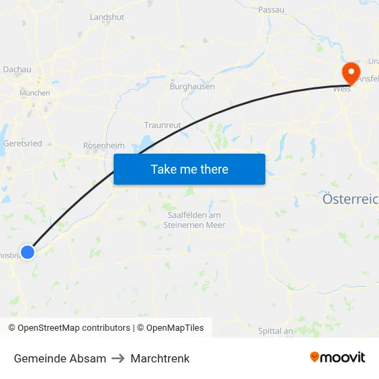 Gemeinde Absam to Marchtrenk map