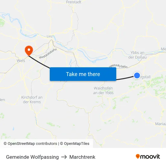 Gemeinde Wolfpassing to Marchtrenk map