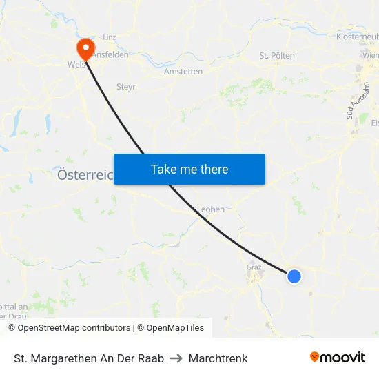 St. Margarethen An Der Raab to Marchtrenk map