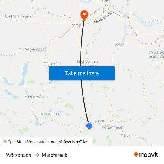 Wörschach to Marchtrenk map