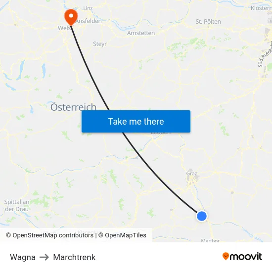 Wagna to Marchtrenk map