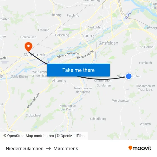 Niederneukirchen to Marchtrenk map