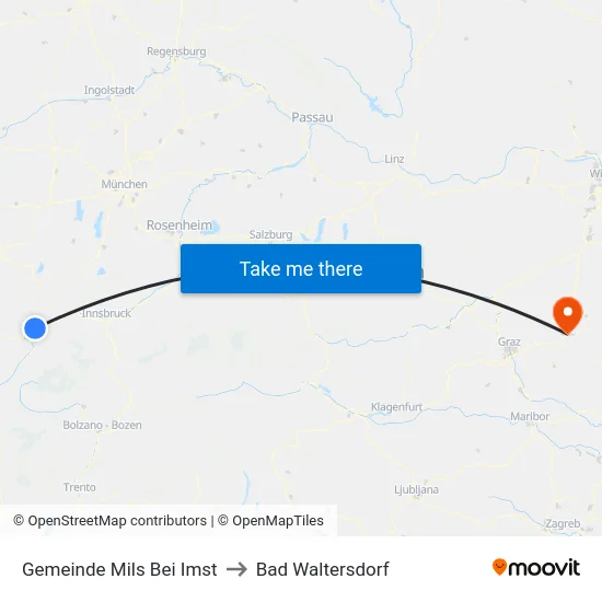 Gemeinde Mils Bei Imst to Bad Waltersdorf map