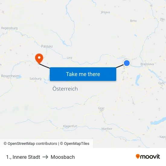 1., Innere Stadt to Moosbach map