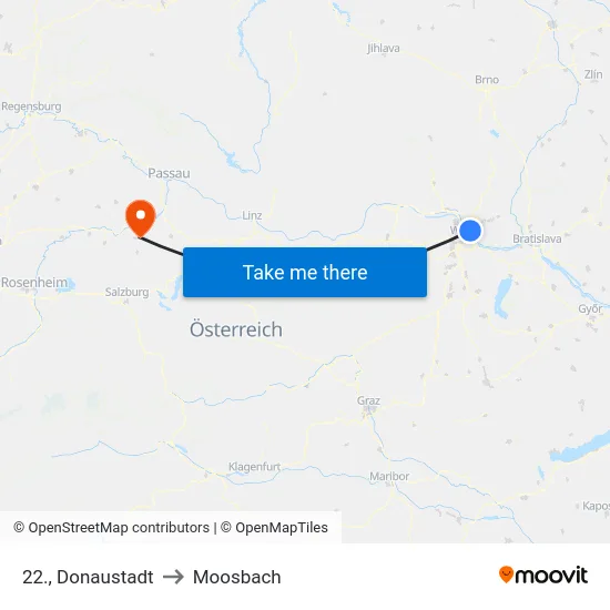 22., Donaustadt to Moosbach map