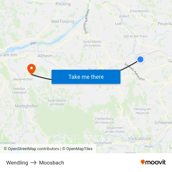 Wendling to Moosbach map
