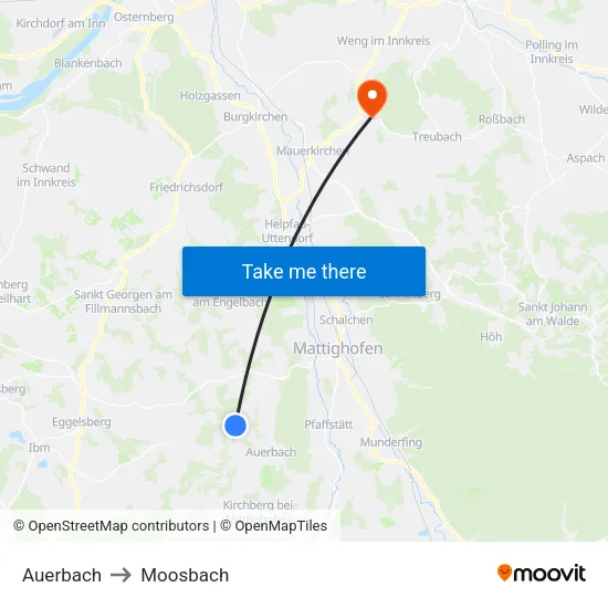 Auerbach to Moosbach map