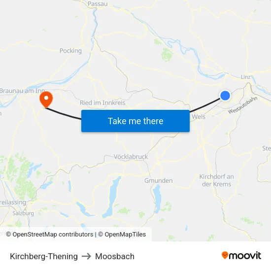 Kirchberg-Thening to Moosbach map