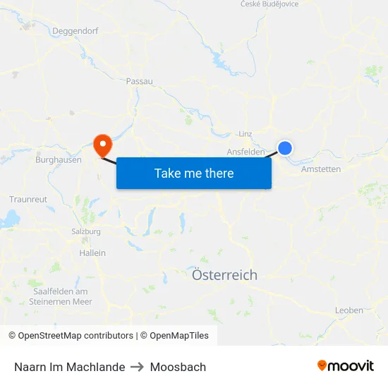 Naarn Im Machlande to Moosbach map