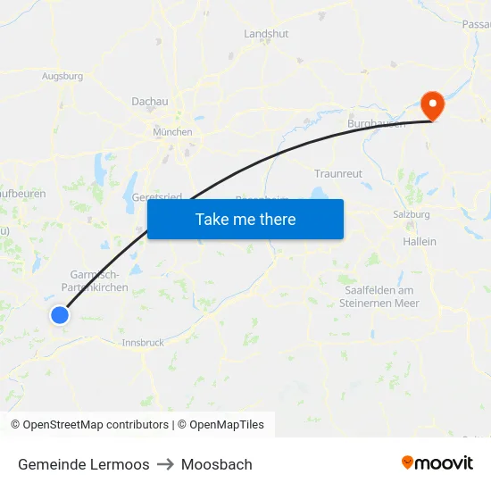 Gemeinde Lermoos to Moosbach map
