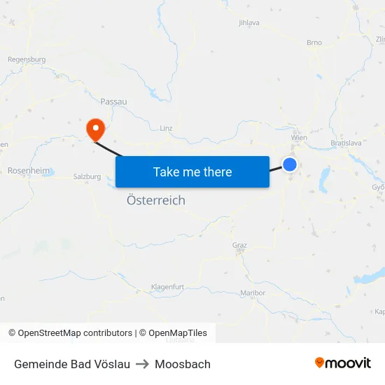 Gemeinde Bad Vöslau to Moosbach map