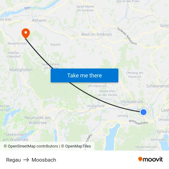 Regau to Moosbach map
