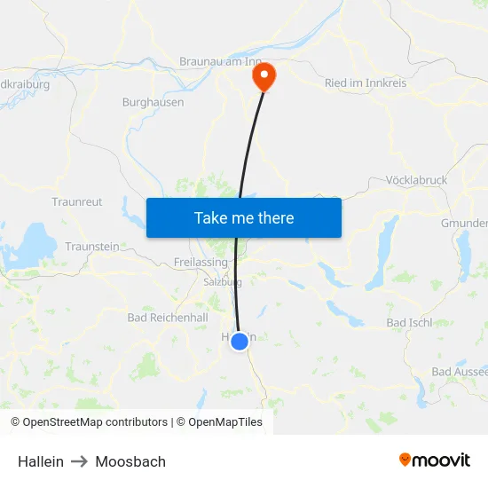 Hallein to Moosbach map