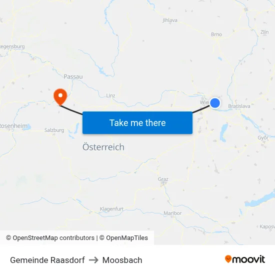 Gemeinde Raasdorf to Moosbach map
