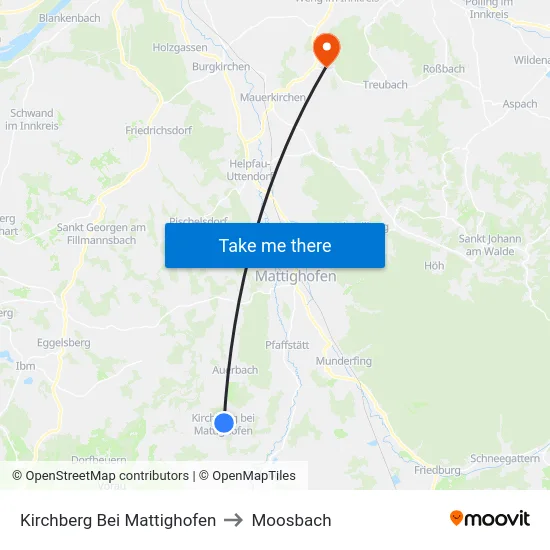 Kirchberg Bei Mattighofen to Moosbach map