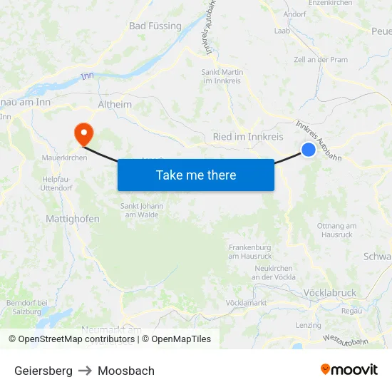 Geiersberg to Moosbach map