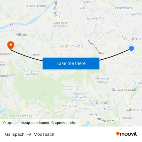 Gallspach to Moosbach map