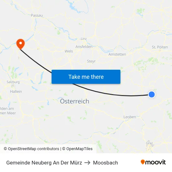 Gemeinde Neuberg An Der Mürz to Moosbach map
