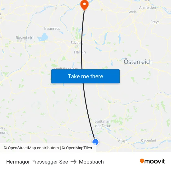 Hermagor-Pressegger See to Moosbach map