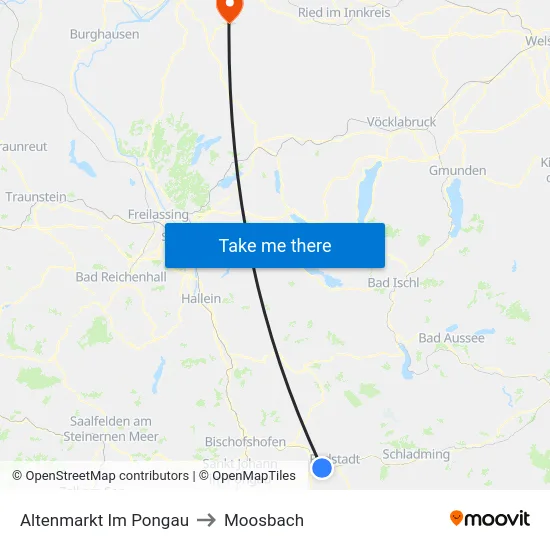 Altenmarkt Im Pongau to Moosbach map