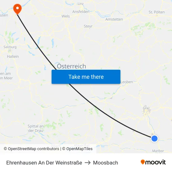 Ehrenhausen An Der Weinstraße to Moosbach map