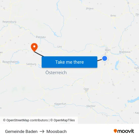 Gemeinde Baden to Moosbach map