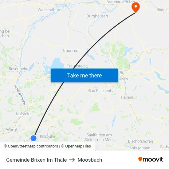 Gemeinde Brixen Im Thale to Moosbach map