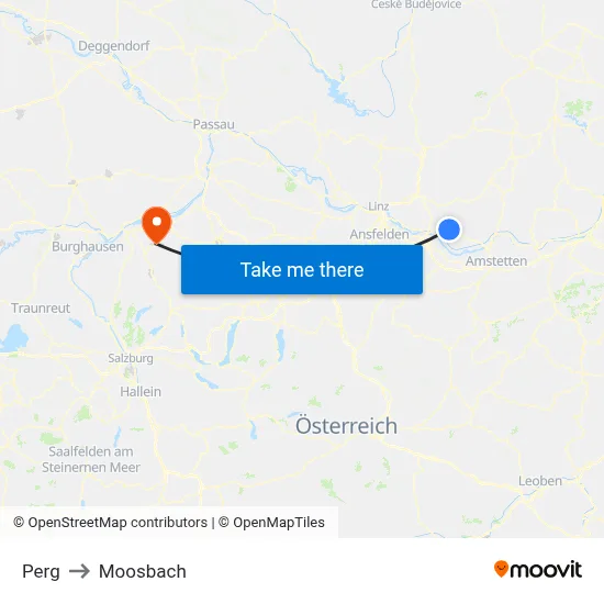 Perg to Moosbach map