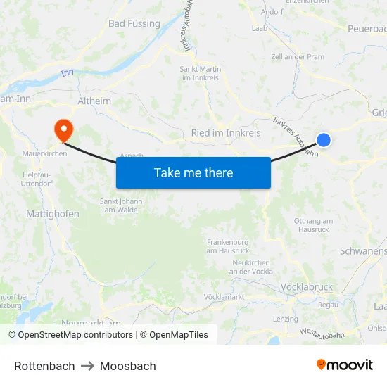 Rottenbach to Moosbach map