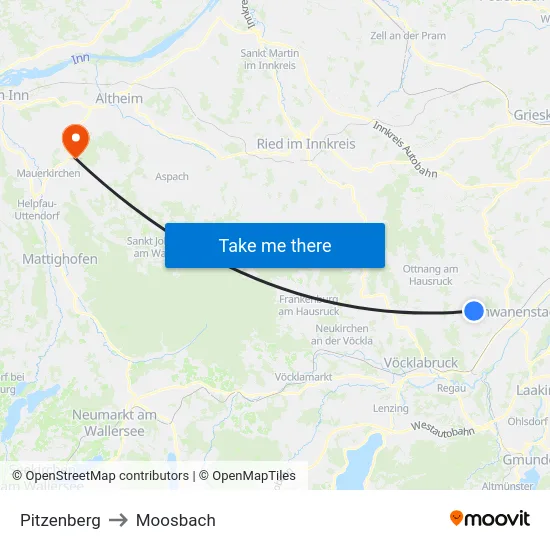 Pitzenberg to Moosbach map