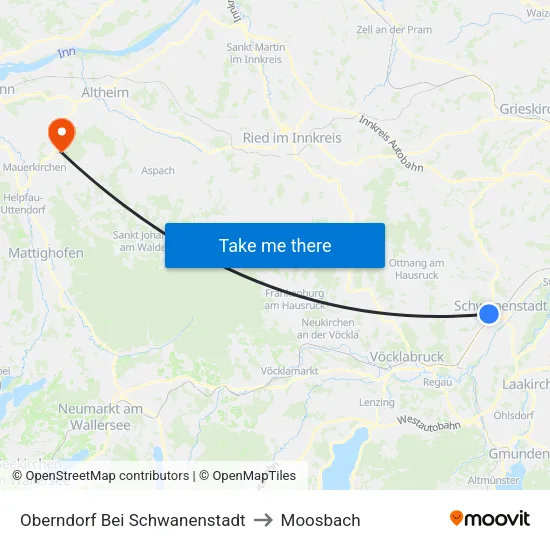 Oberndorf Bei Schwanenstadt to Moosbach map
