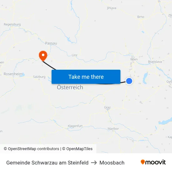 Gemeinde Schwarzau am Steinfeld to Moosbach map