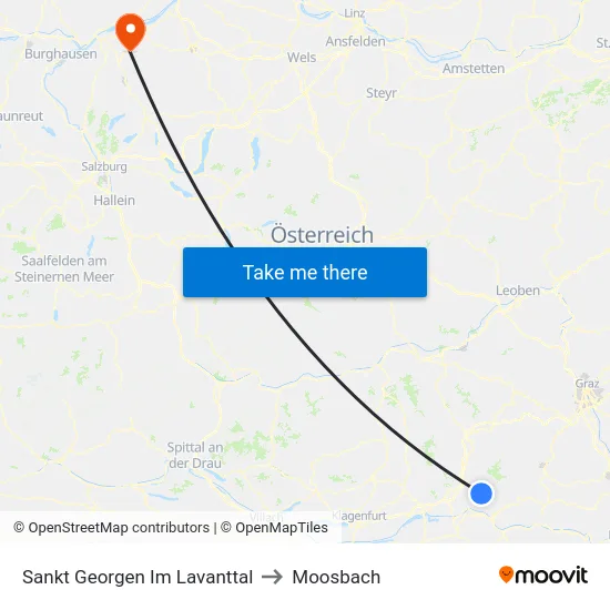Sankt Georgen Im Lavanttal to Moosbach map