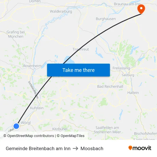 Gemeinde Breitenbach am Inn to Moosbach map