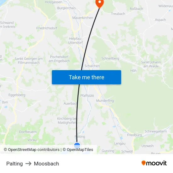 Palting to Moosbach map