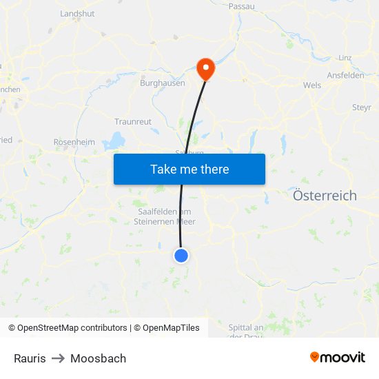 Rauris to Moosbach map